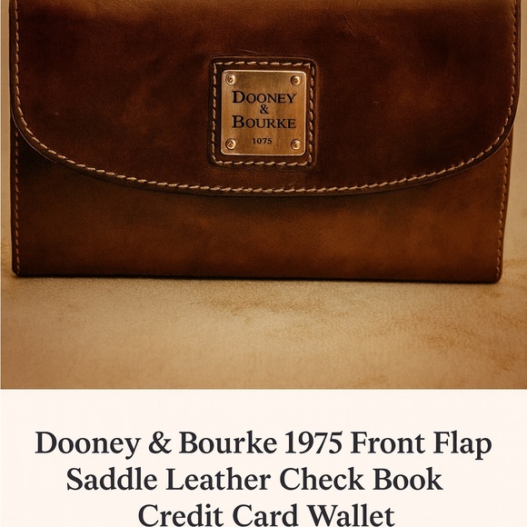Dooney & Bourke Handbags - Dooney & Bourke 1975 Saddle Leather Checkbook Wallet